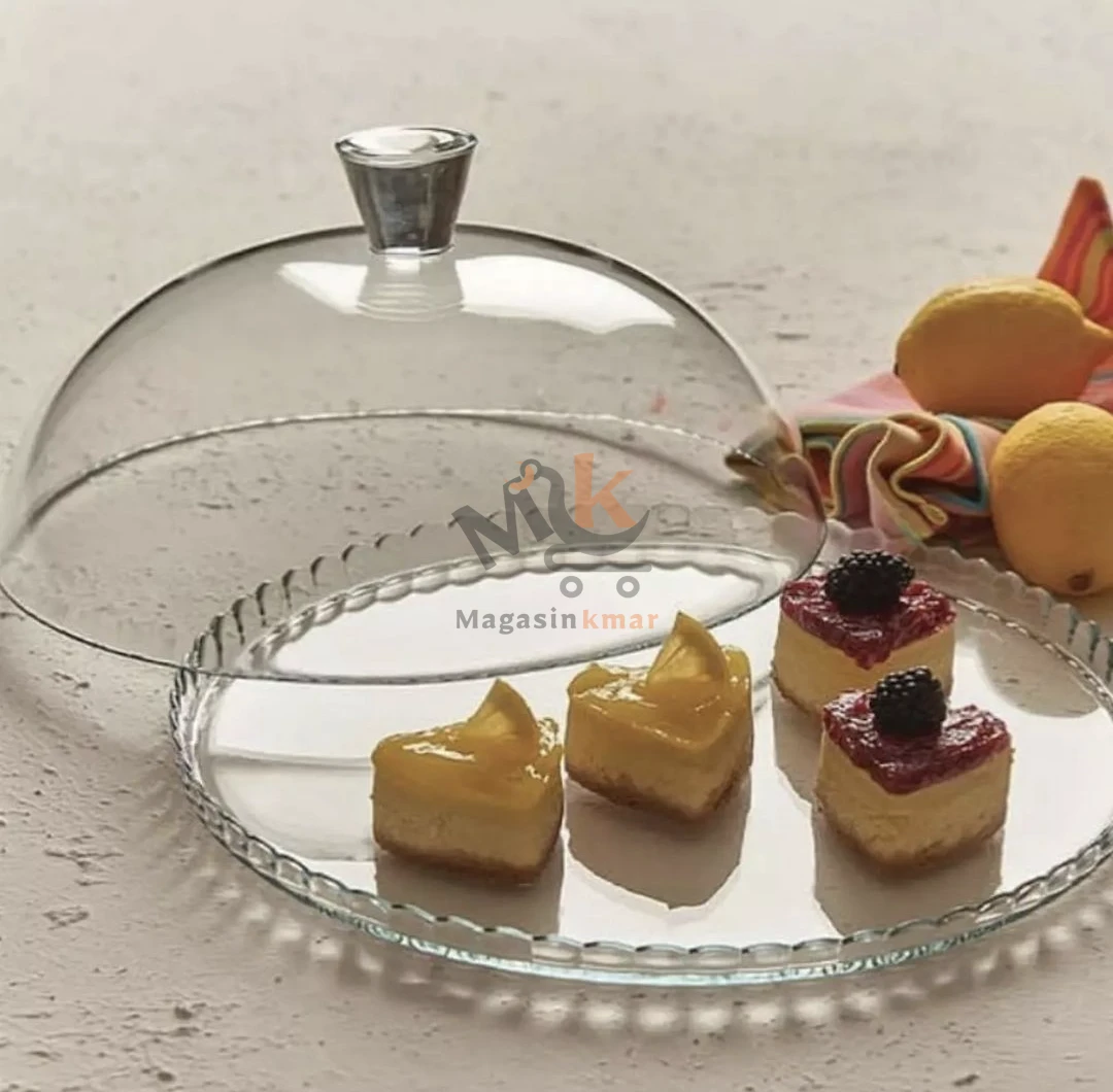 Présentoir à gâteau avec cloche en verre_32cm