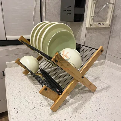 Égouttoir à vaisselle en bois et métal