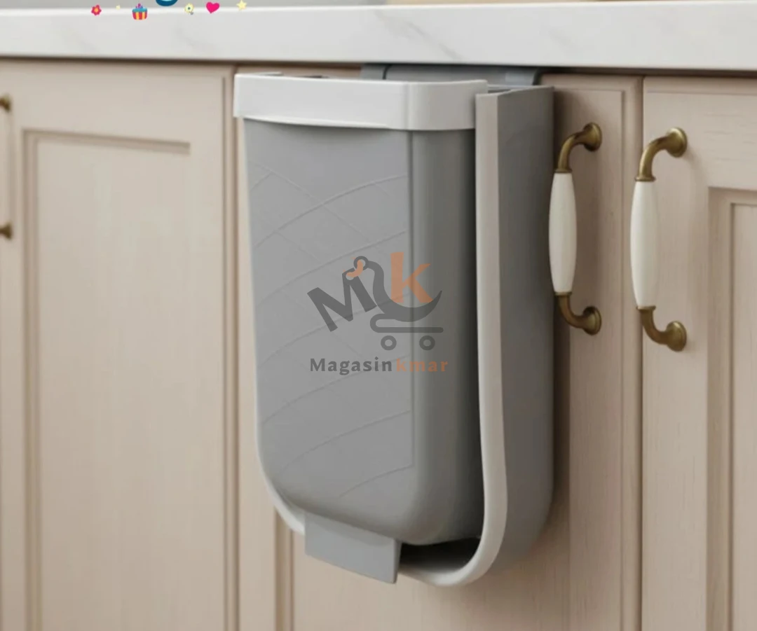 Poubelle pliable 6L en plastique alimentaire sans BPA – Gain de place