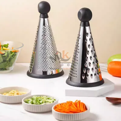 Râpe à fromage 3 faces en acier inoxydable avec poignée en bois