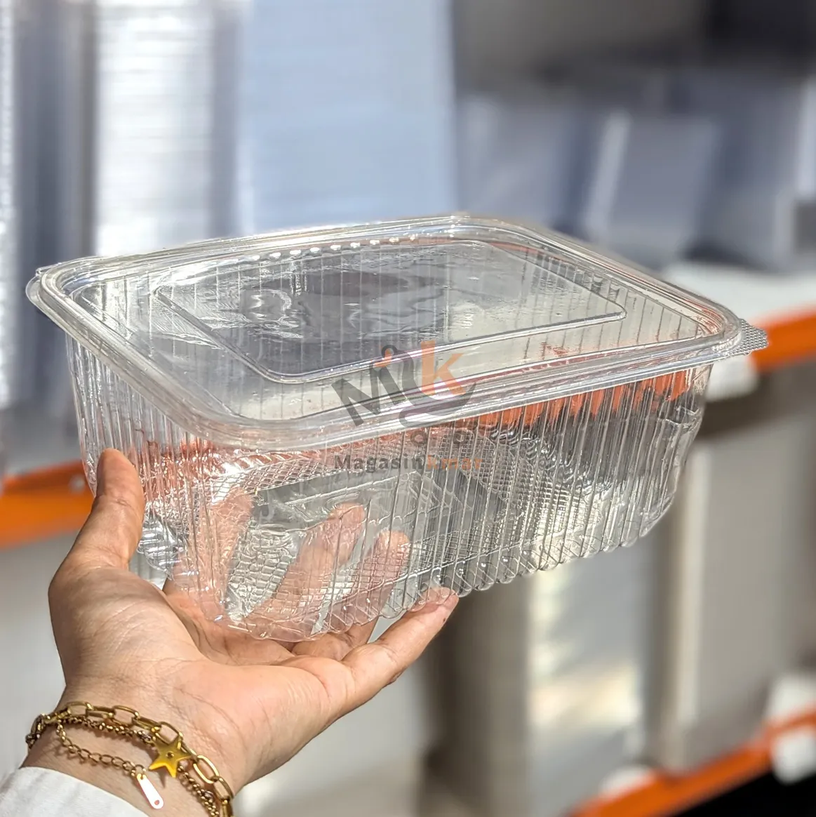 Boîte jetable en plastique rectangulaire avec couvercle 2000g