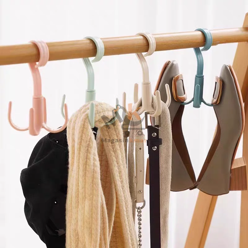 Crochet en plastique rotatif multifonctionnel à 4 griffes