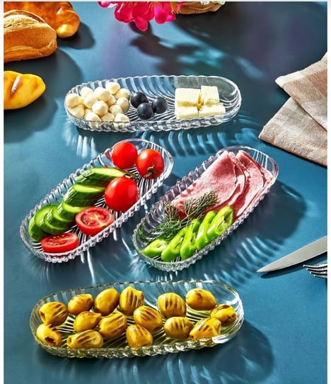 Série de 4 mini plateaux oval en plexi