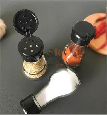 Boîte sel et poivre en verre 50 ml avec couvercle clapet