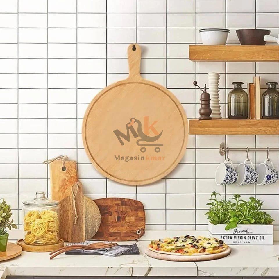 Planche à pizza ronde en bois GM