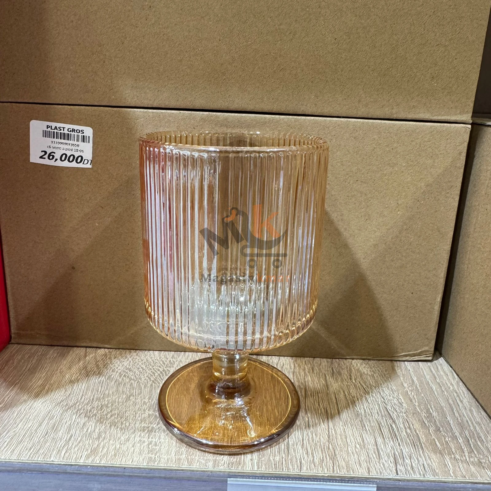 Lot de 6 verres à jus avec pied en verre  – Verre doré 350 ml élégants et résistants