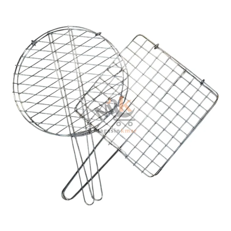 Grille de barbecue en métal – Grand modèle rond et carré 32 cm