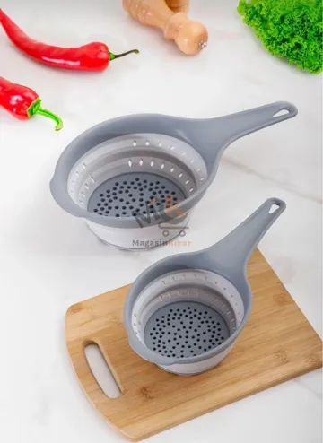 Passoire pliable en silicone alimentaire PP5 600 ml – Égouttoir compact et pratique