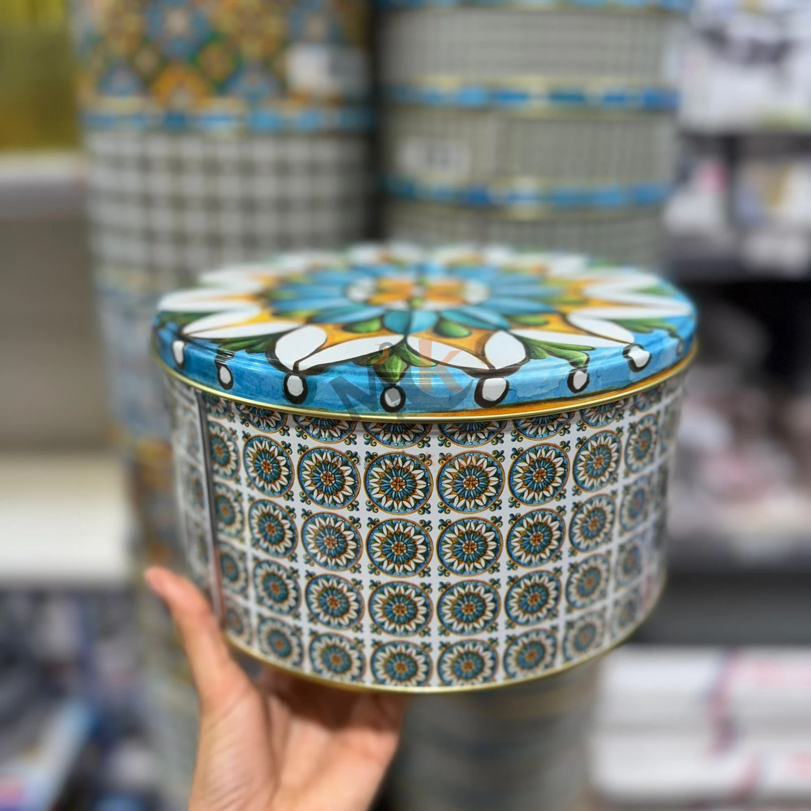 Boîte ronde en métal 5 kg – Idéale pour chemia, gâteaux ou biscuits – 23 cm