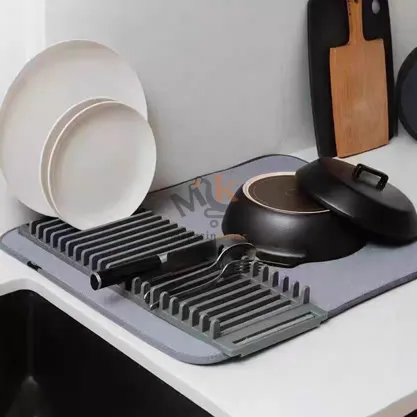 Égouttoir Pliable avec Tapis Absorbant 58 x 42 cm