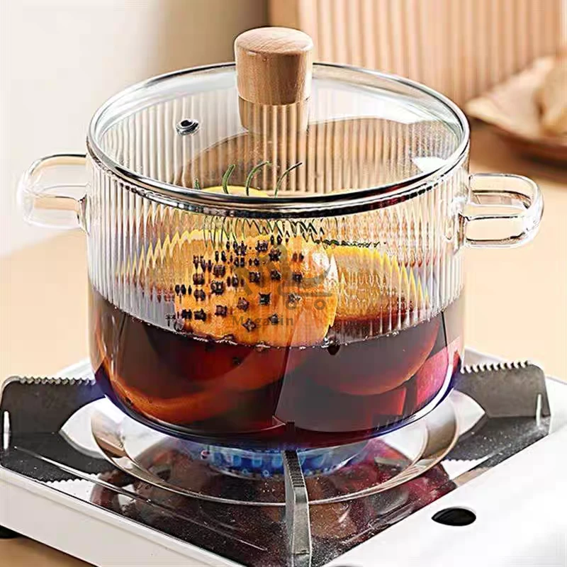 Faitout en verre avec couvercle et 2 manches