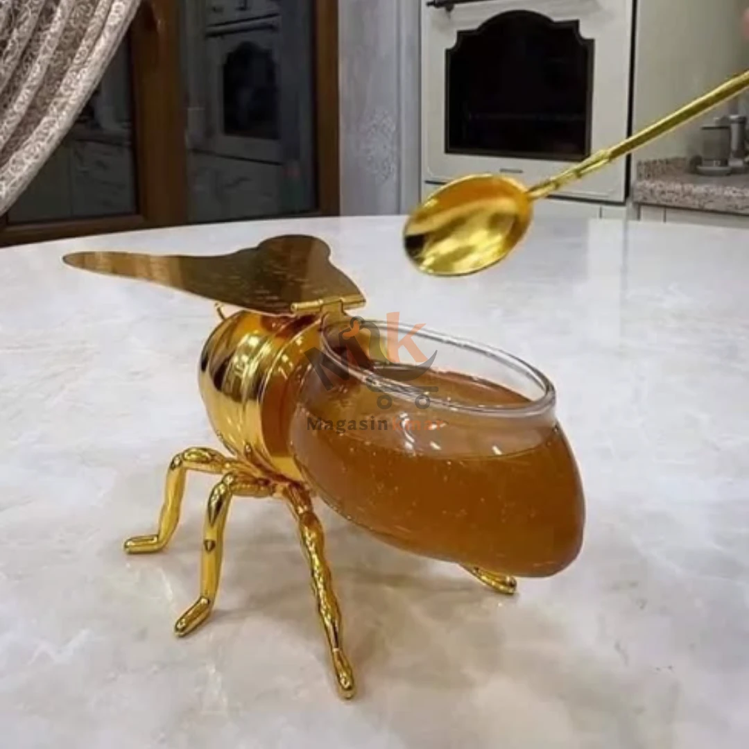 Pot de miel en verre en forme d’abeille