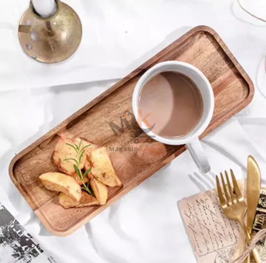 Plateau de service rectangulaire en bois