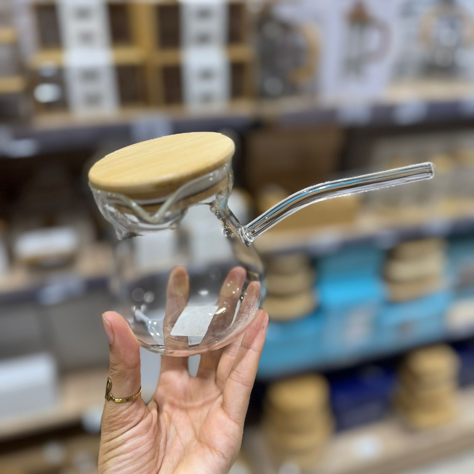 Zazoua en verre avec couvercle en bois