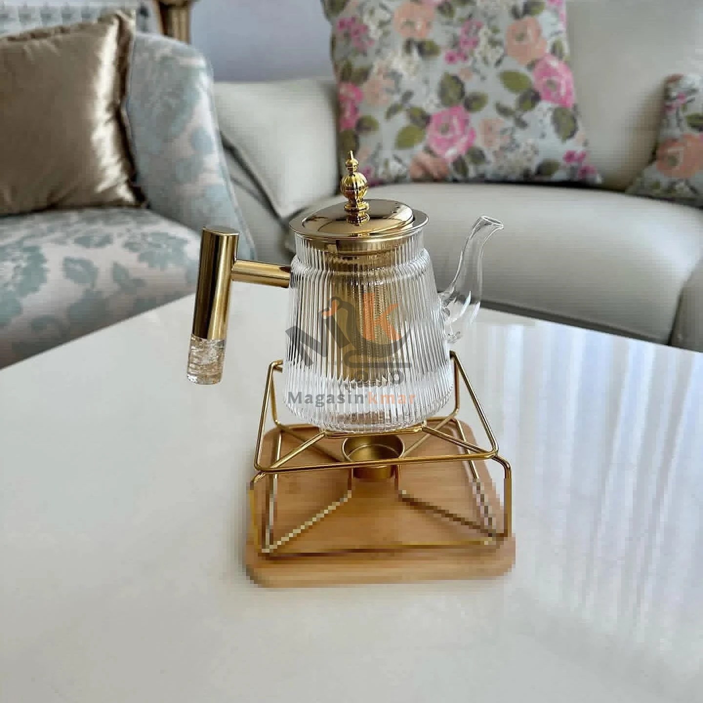 Porte-bougie carré en métal avec base en bois – Déco élégante et moderne