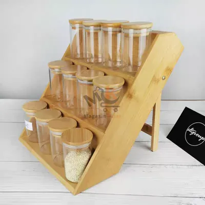 Étagère de rangement 3 niveaux en bois 40 cm – Organisateur pratique pour cuisine