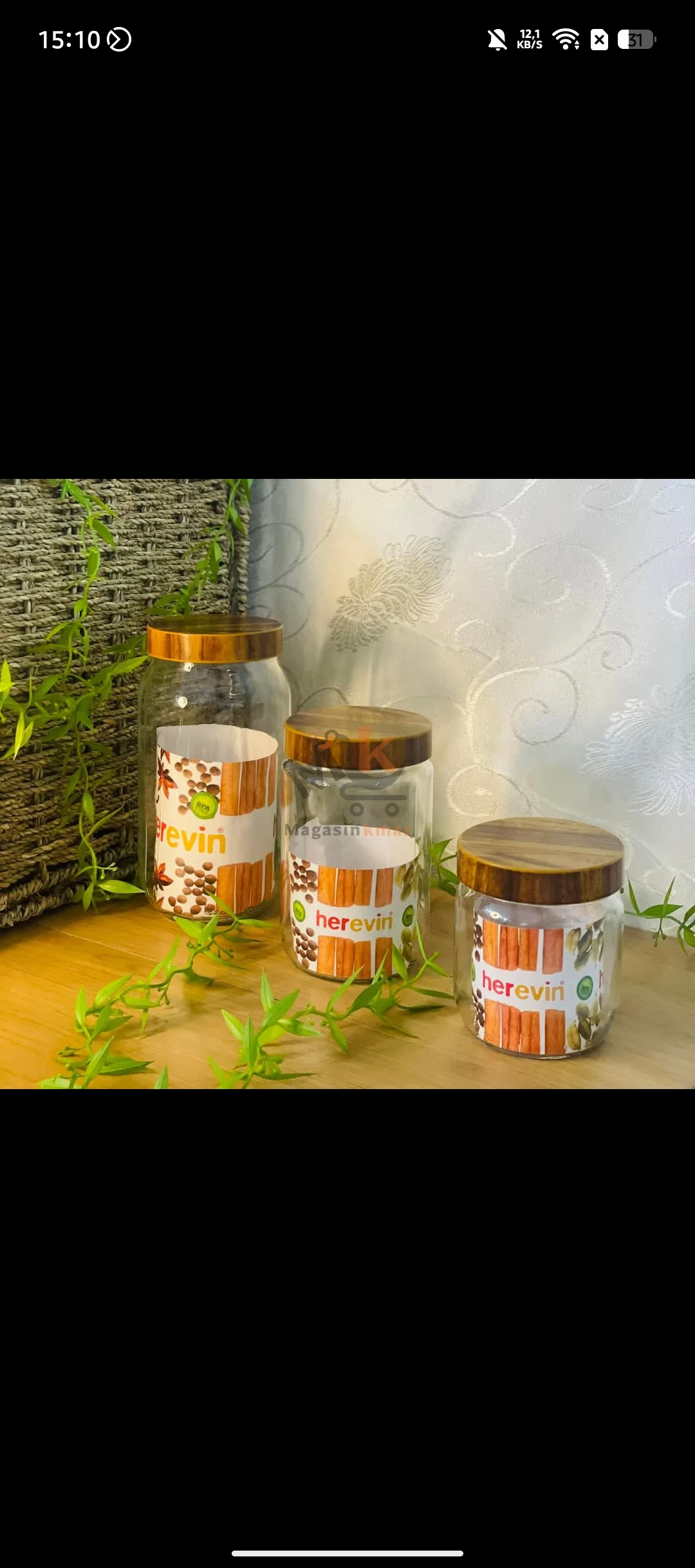 Bocal en verre avec couvercle plastique effet bois  – 720 ml