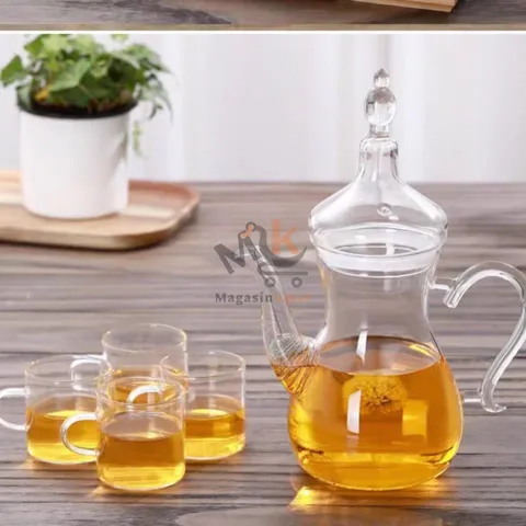 Théière en verre dorée 1 L – Élégante avec design moderne 26 cm