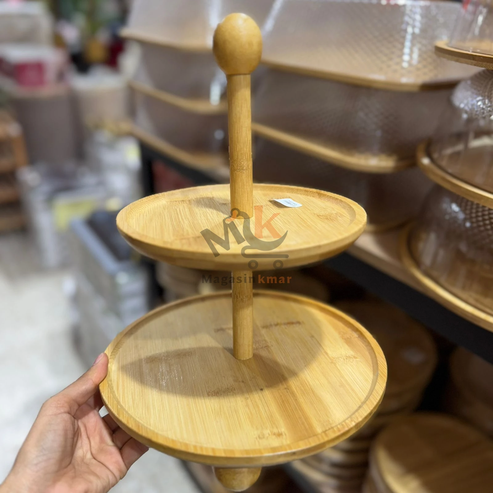 Présentoir en bois à 2 étages