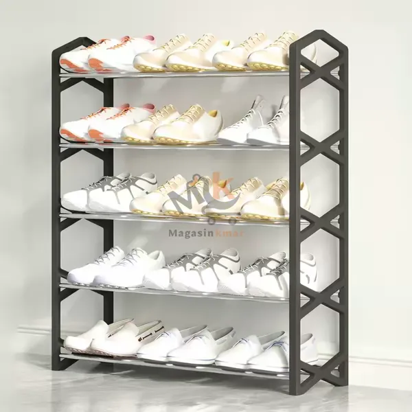 Porte chaussures 4 étages en acier inoxydable – Étagère rangement pratique