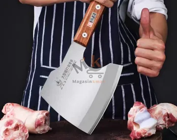 Couperet en acier inoxydable 38 cm avec manche en bois – Découpe viande et cuisine