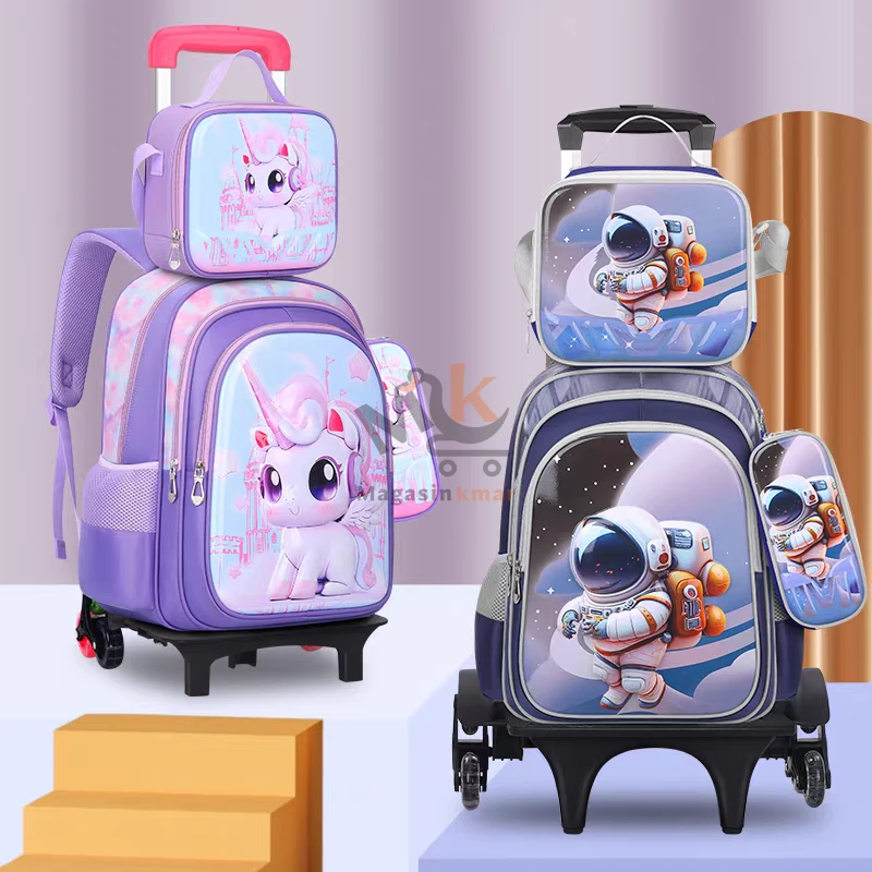 Chariot porte cartable en métal pliable