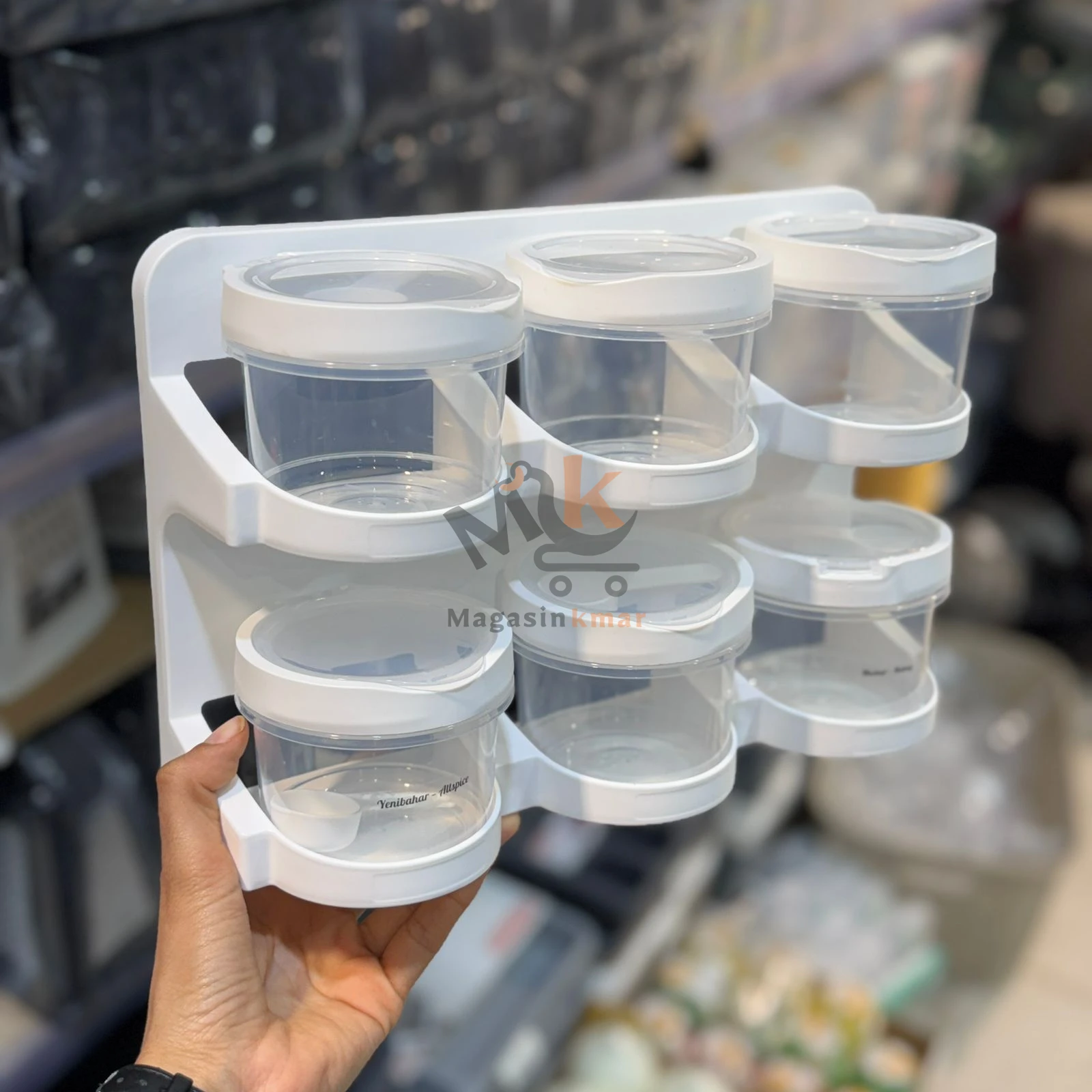 Set 6 boîtes à épices 300 ml avec support et cuillères – Rangement cuisine pratique