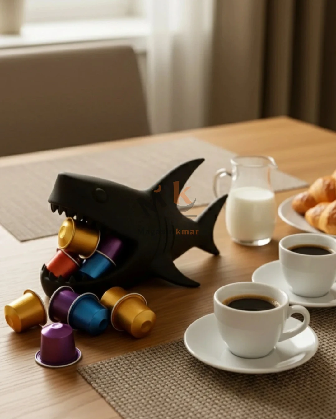 Service à café noir en céramique – 6 Tasse et 6 sous-tasse élégante