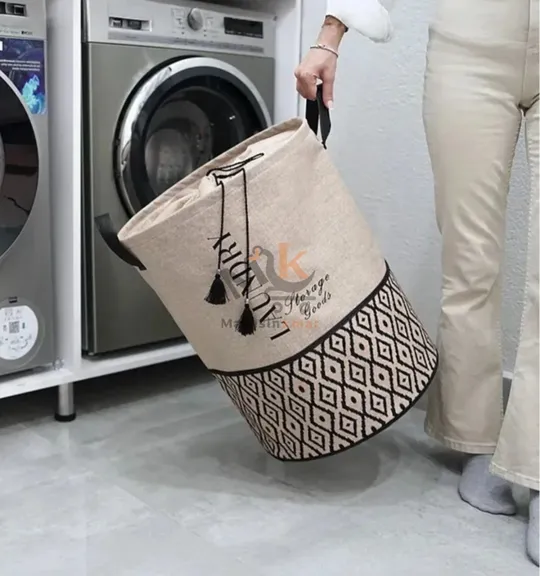 Panier à linge en tissu avec couvercle