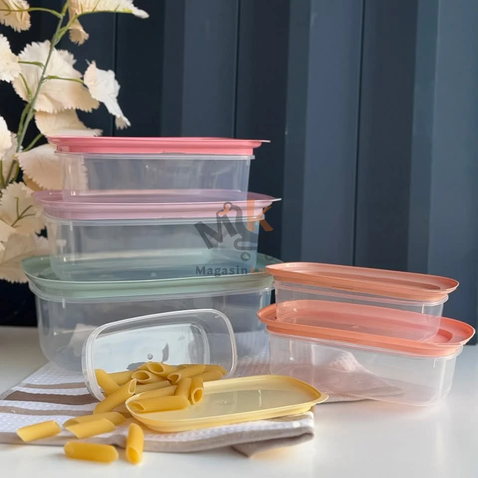 Set de 6 boîtes alimentaires rectangulaires en plastique – Rangement cuisine multi-tailles